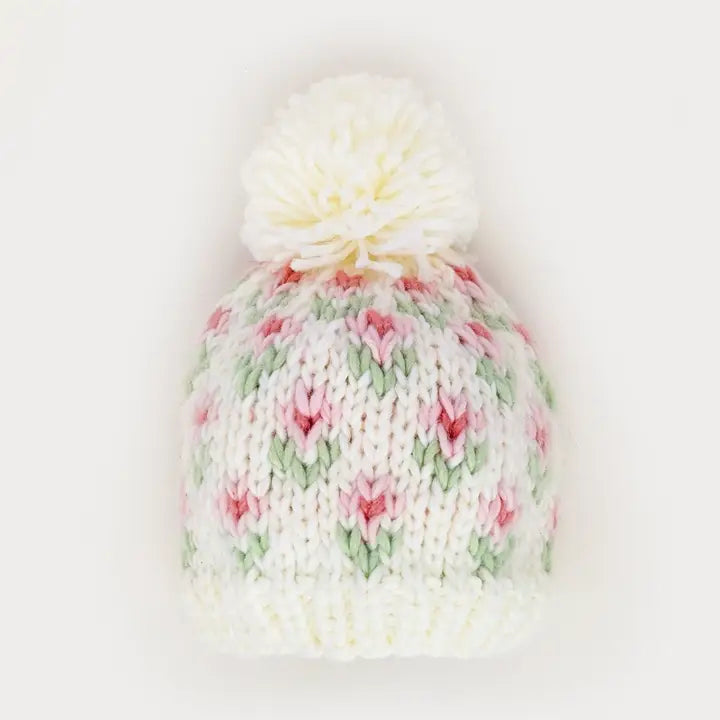 HUGGALUGS- Bitty Blooms White Beanie Hat