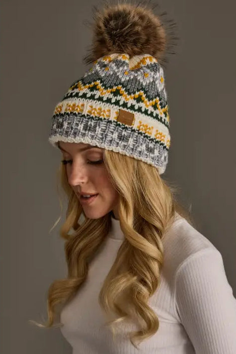 Geo Knit Pom Hat