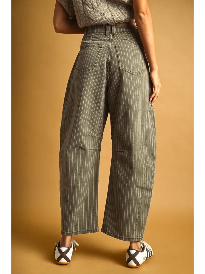 Pinstripe Barrel Jean