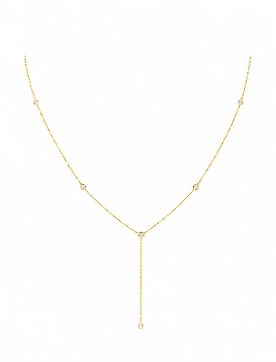 Bezel Lariat Necklace