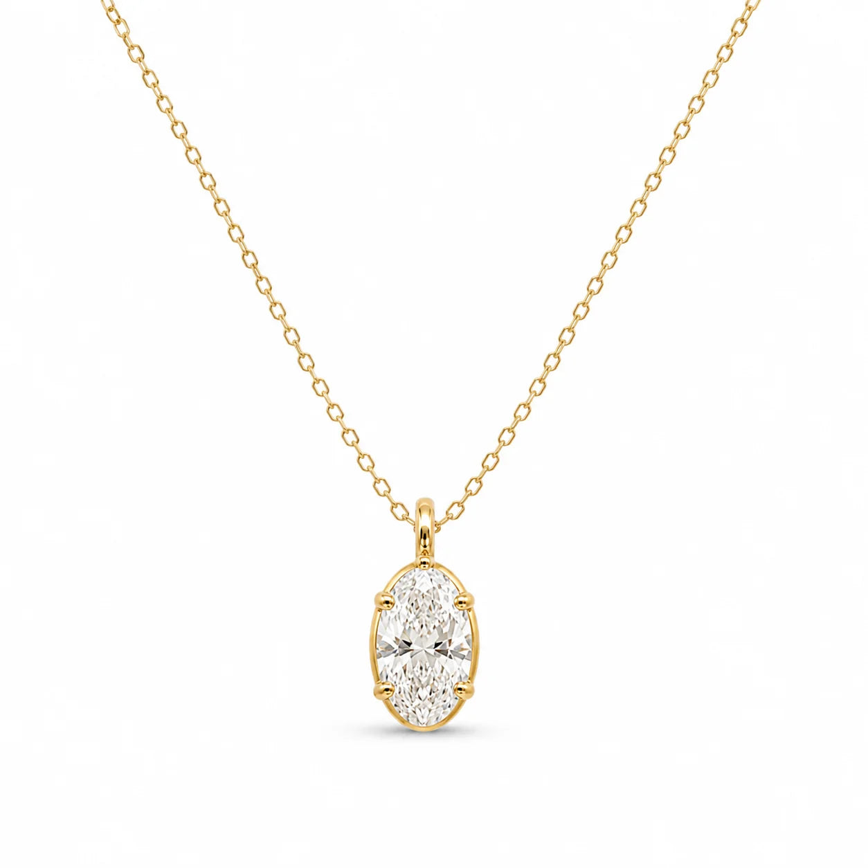 Oval Prong Chain Necklace