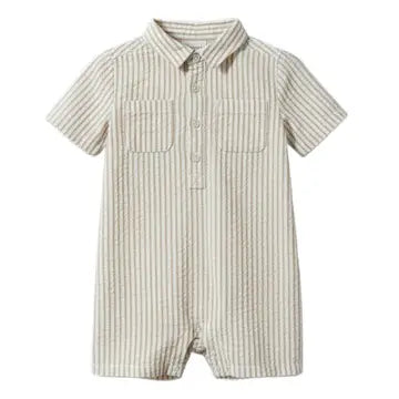 Mato Seersucker Romper/ Dune Stripe