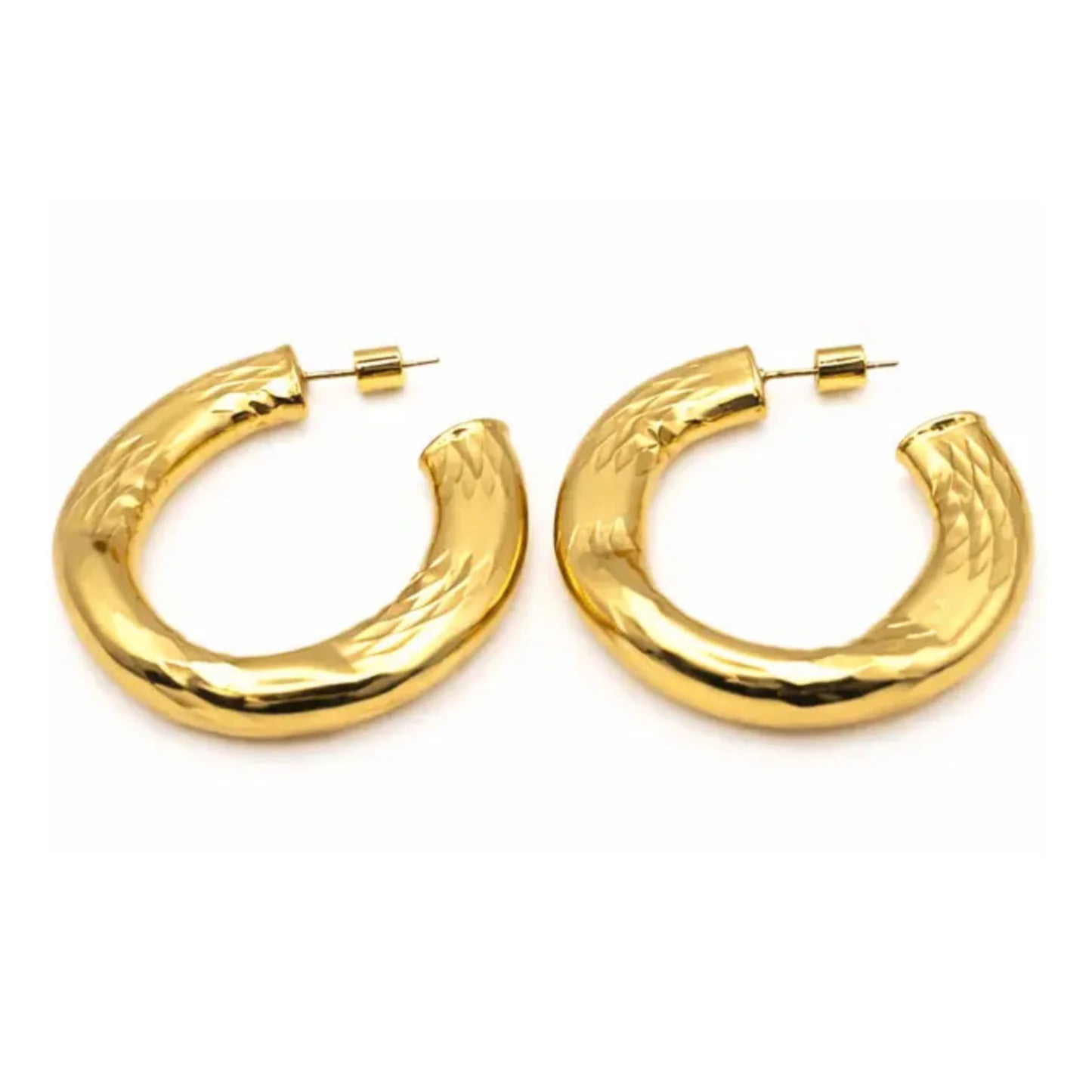 Allure Brushed Gold Hoops