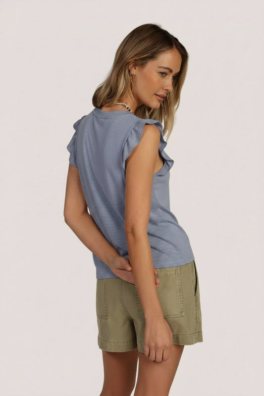 Sleeveless Ruffle Crew