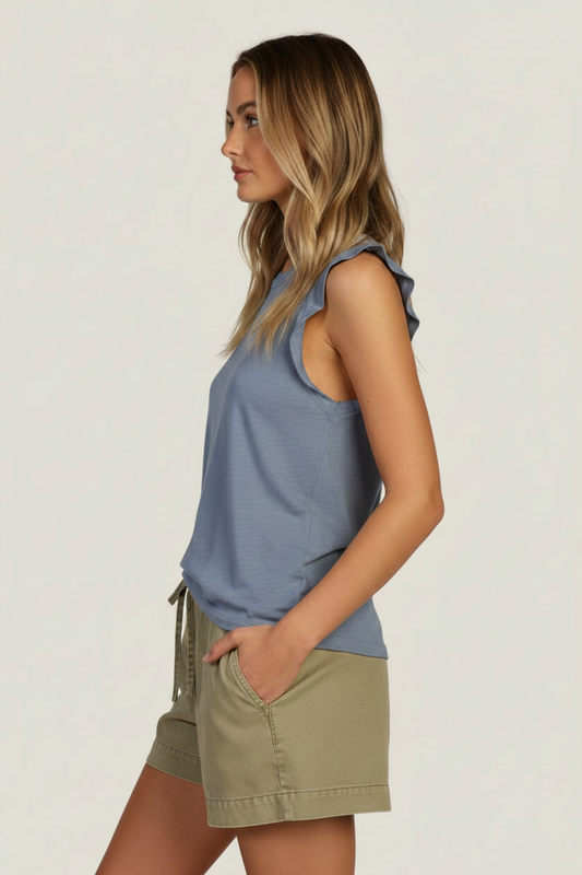 Sleeveless Ruffle Crew