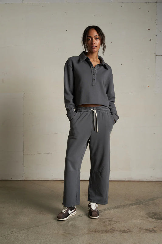 Vinny Fleece Collared Sweatshirt / Charcoal / FINAL SALE