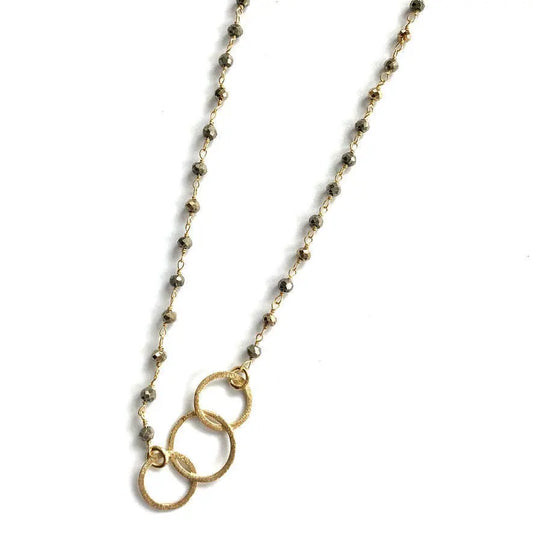 3 Hoops on Pyrite Necklace