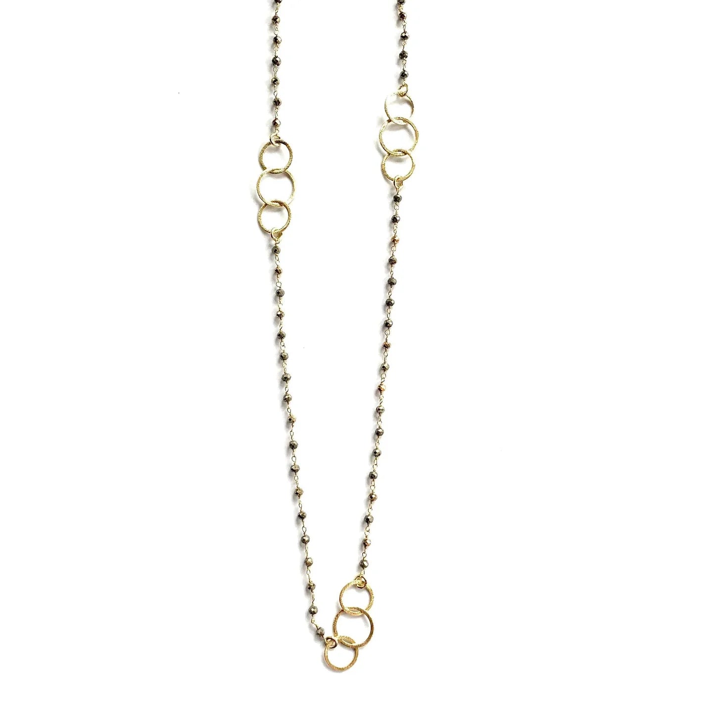3 Hoops on Pyrite Necklace