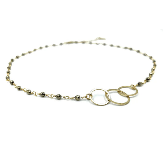Pyrite Hoop Necklace (Short)