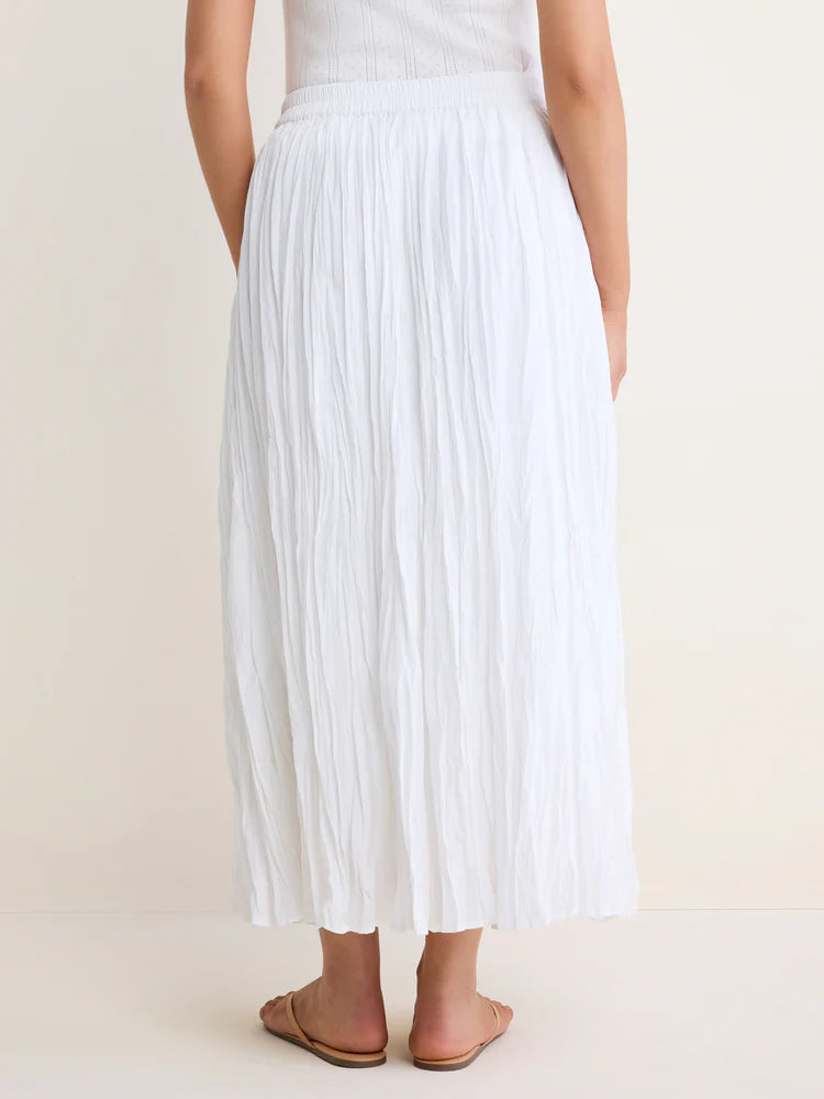 Cotton Crinkle Skirt/ Paper White
