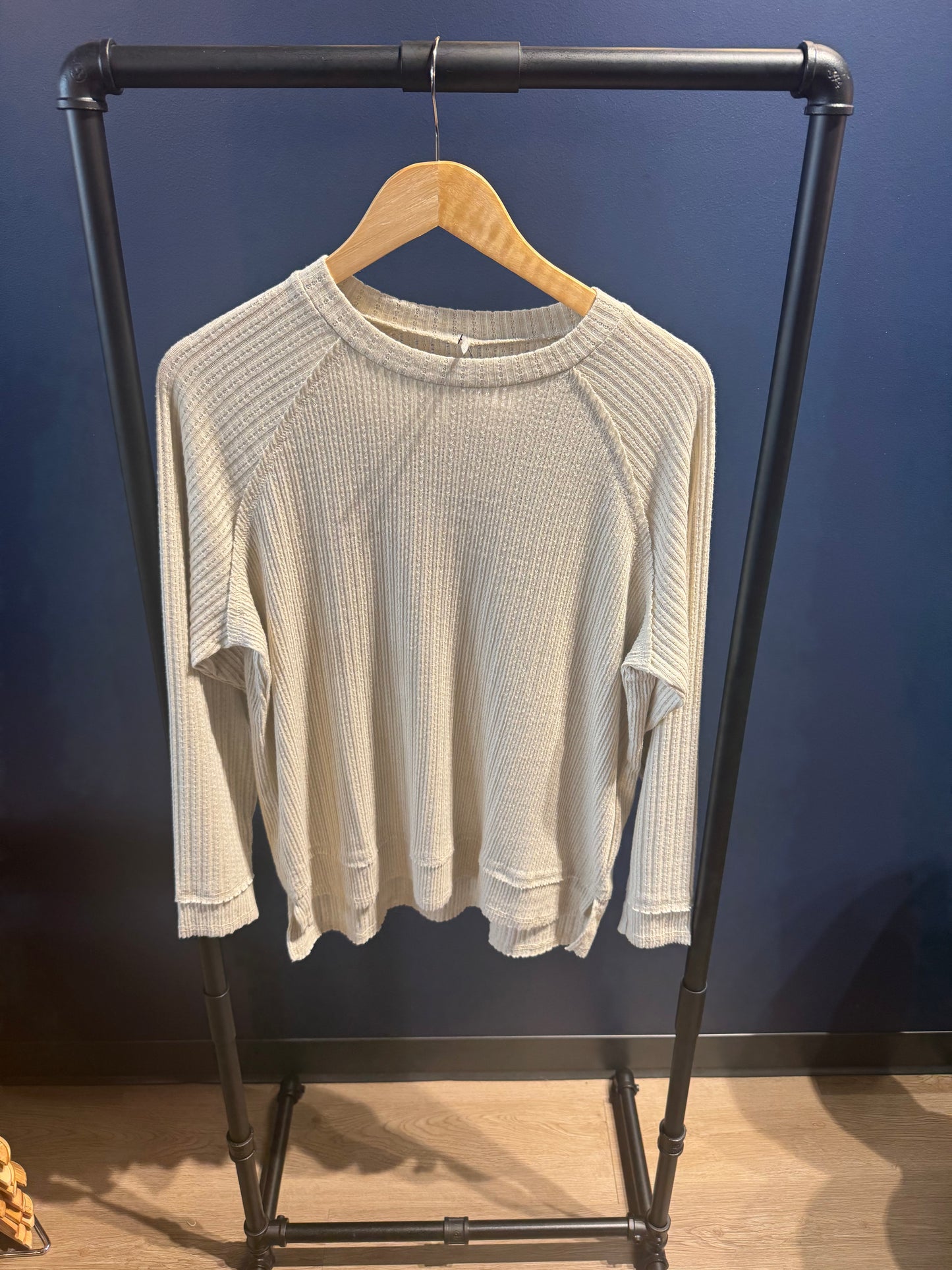 Pointelle Rib Jacquard Raglan Crew