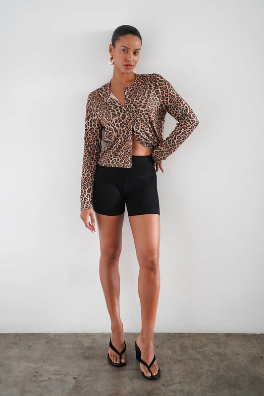 Mira Ribbed Cardigan/ Leopard
