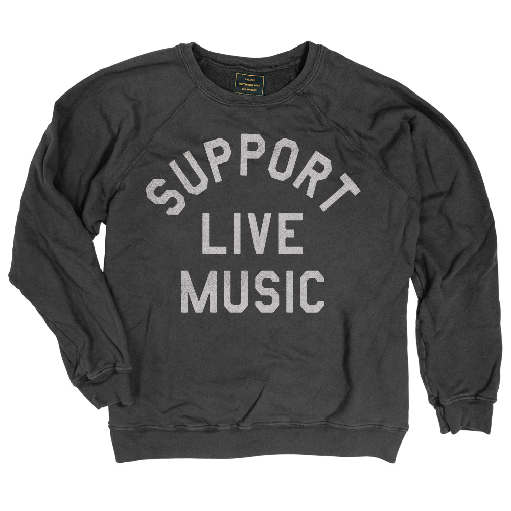 RETRO BRAND - Support Live Music Vintage Black Sweatshirt