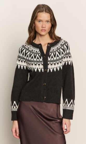 SANCTUARY - Fairisle Crewneck Cardi/ Ink Multi