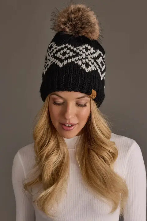 Patterned Pom Hat