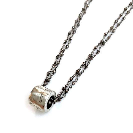Oxi Pyrite Barrel Necklace