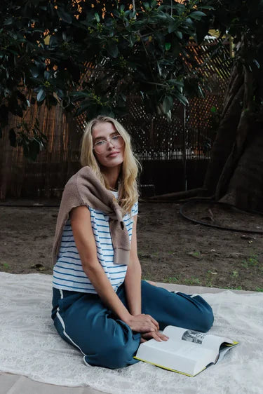 Everett Stripe Tee/ Cobalt