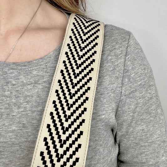 Bowie Handcrafted W Leather Embroidered Shoulder Strap
