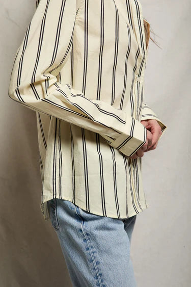 Gisele Poplin Woven Top/Navy/Sugar