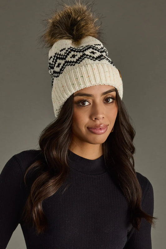 PANACHE - Cozy Up Pom Hat / Speckled Cream