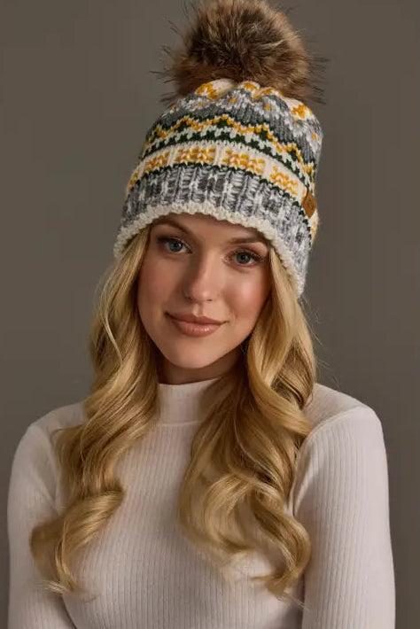 Geo Knit Pom Hat