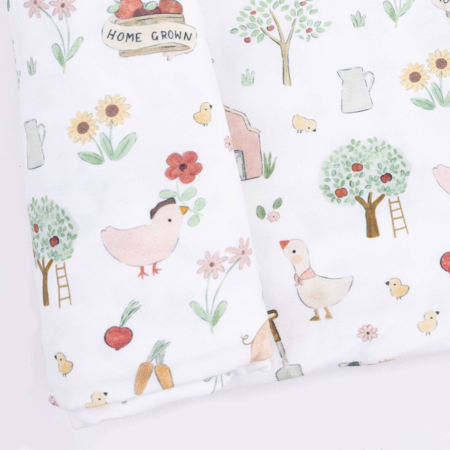 Cute Farm Animals Pink Swaddle Blanket