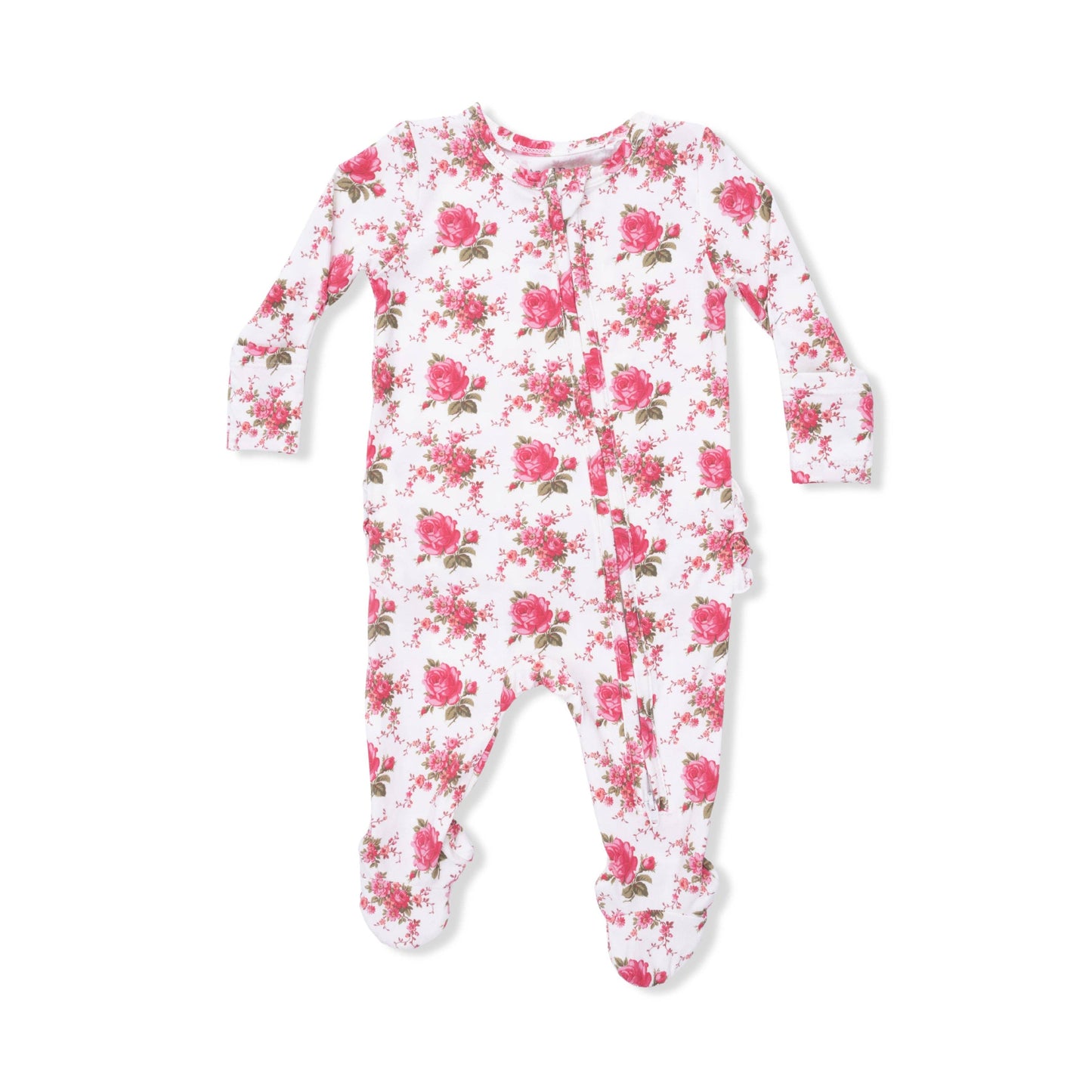 Elegant Roses 2 Way Ruffle Back Zipper Footie