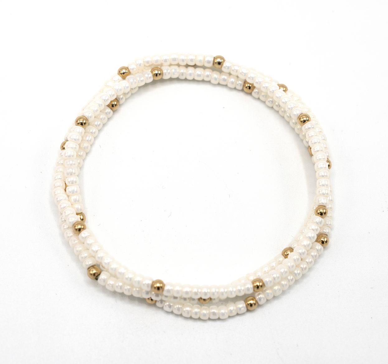 ERIN GRAY - OG Classic Bracelet Stack in Pearl White + Gold Filled