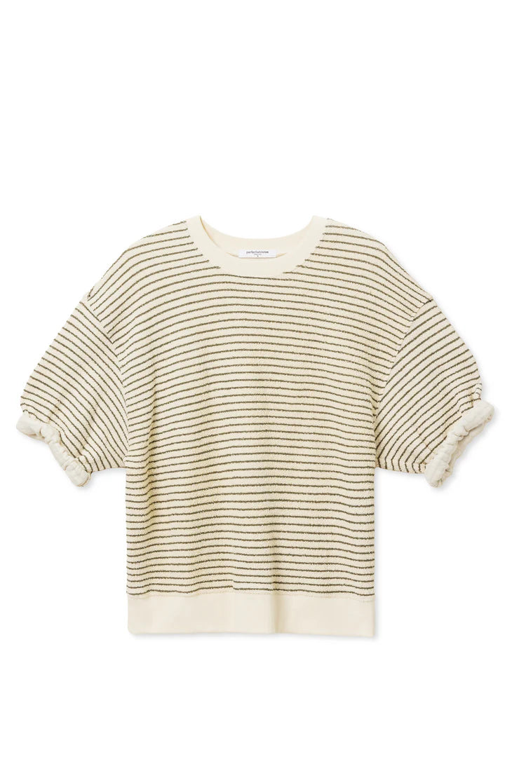 PERFECT WHITE TEE - Rebecca Stripe Short Sleeve Sweatshirt