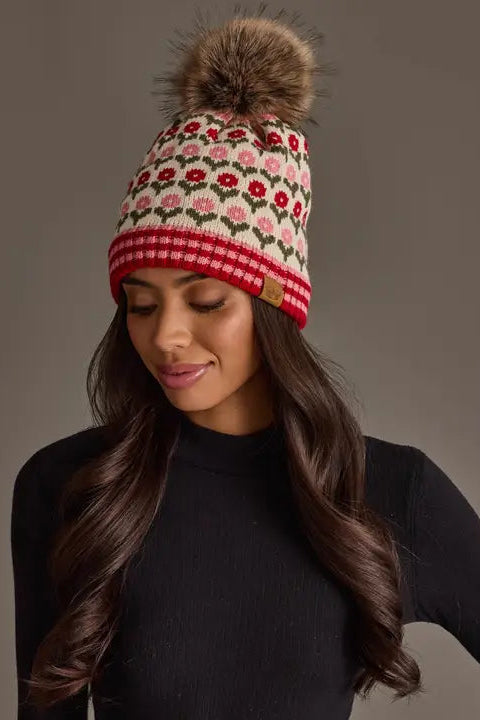 Floral Pom Hat