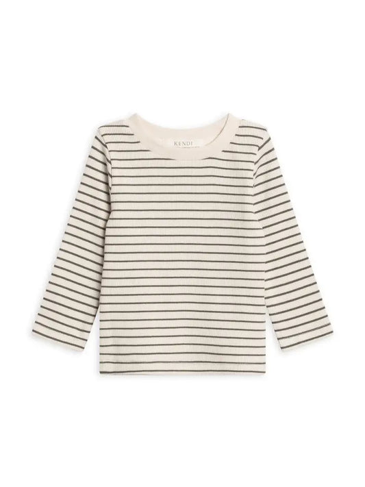 Rory Ribbed L/S Top/Olive Striped