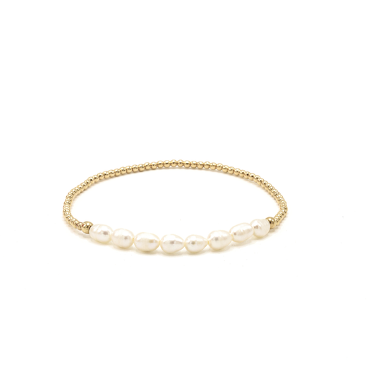 ERIN GRAY - Petite Row Rice Pearl Bracelet with 14k Gold-Filled Beads