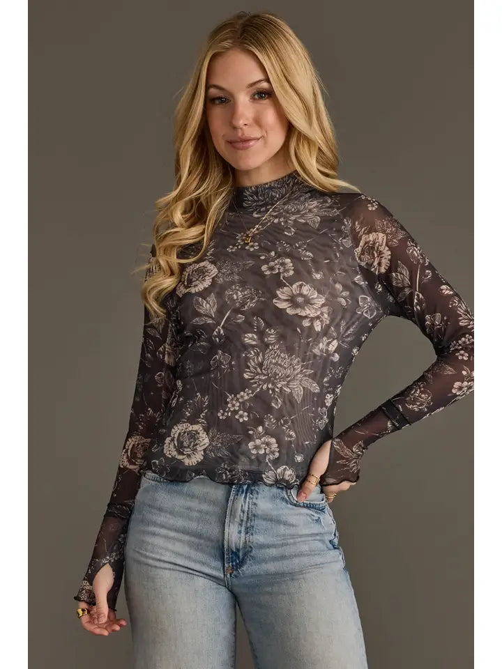 Floral Mesh Top