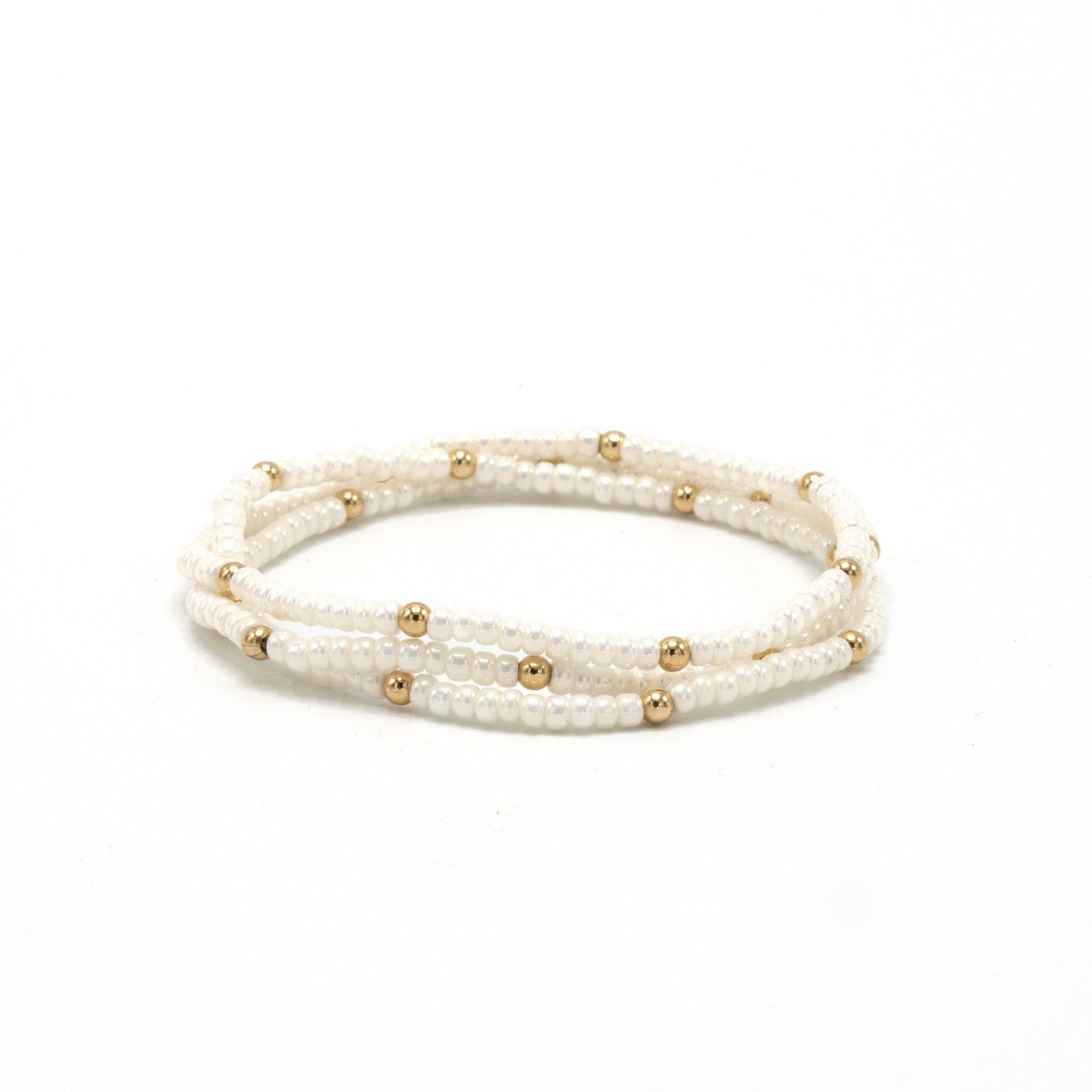 ERIN GRAY - OG Classic Bracelet Stack in Pearl White + Gold Filled