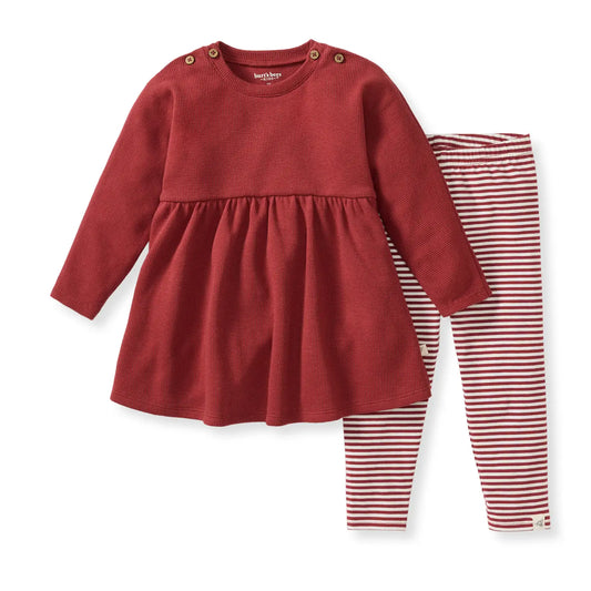 BURTS BEES - Thermal Organic Girl Pant Set/Red