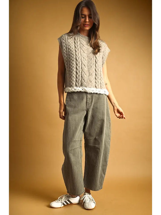 Pinstripe Barrel Jean