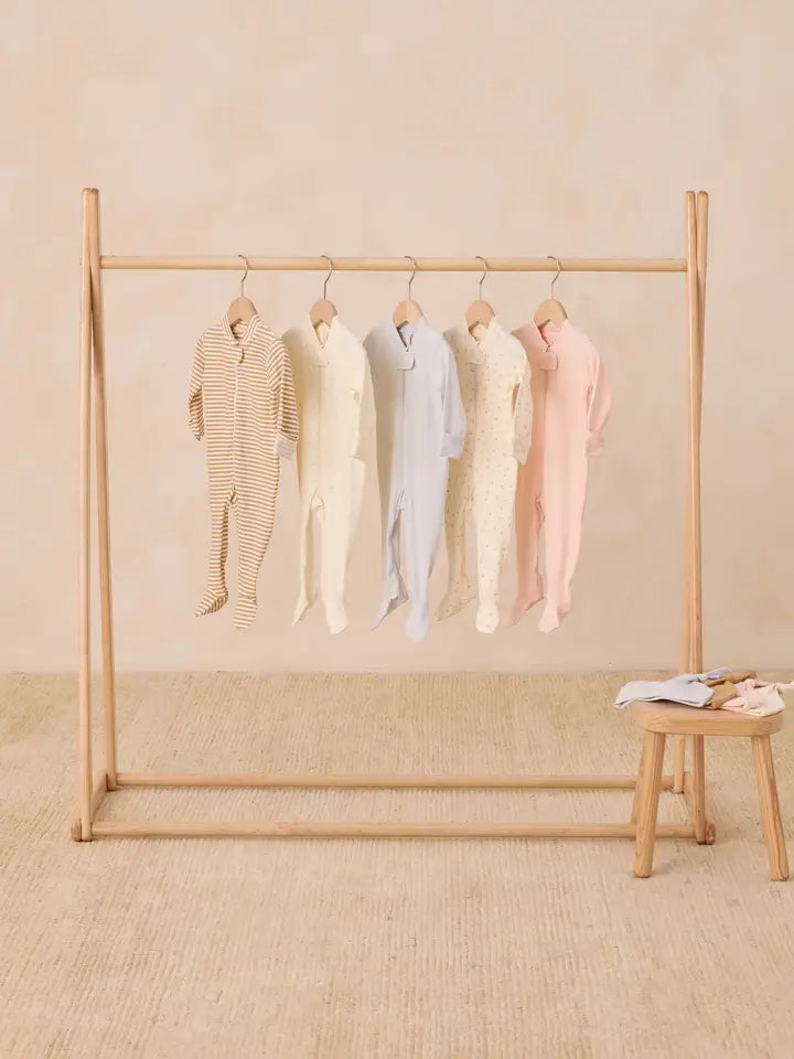 Zip Longsleeve Sleeper Footie / Honey Stripe