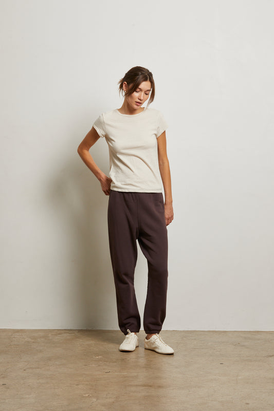 PERFECT WHITE TEE - Cocoa Fleece Easy Sweatpant