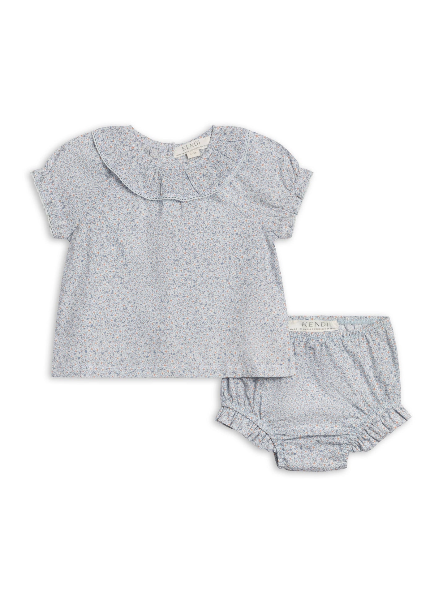 Bess Poplin Ruffle Collar Shirt and Bloomer Set