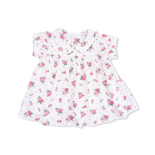 Pink Rosettes Smocked Dress Set