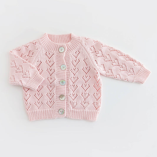 Heart Lace Blush Valentine Cardigan Sweater