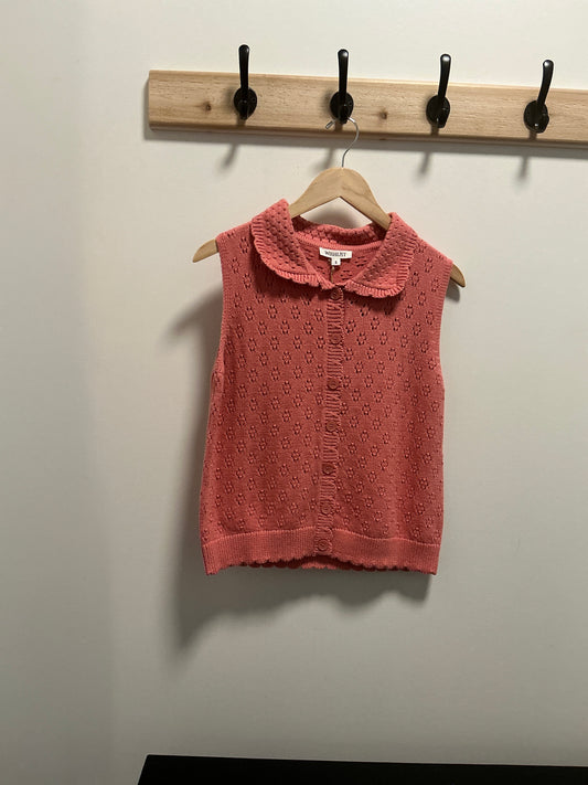 WISHLIST- Collared Crochet Sweater Vest/ Rose