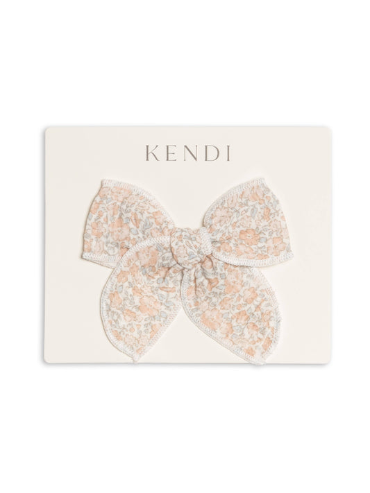 Muslin Bow Clip - Belmont Floral / Shell + Powder