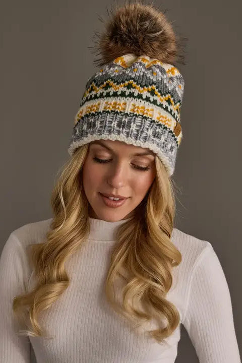 Geo Knit Pom Hat