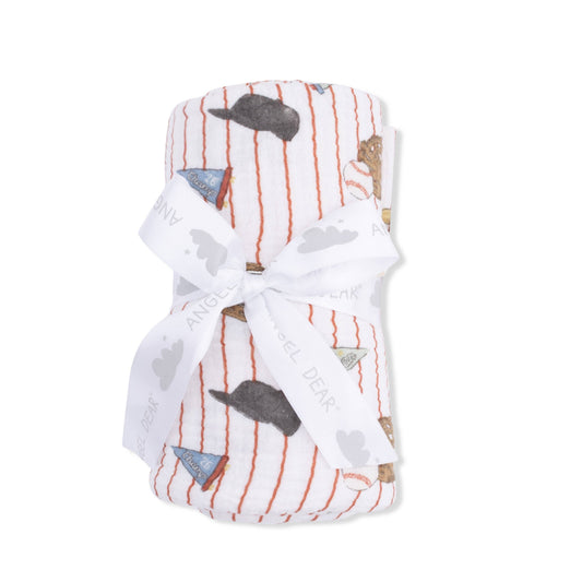 Vintage Baseball Stripe Swaddle Blanket