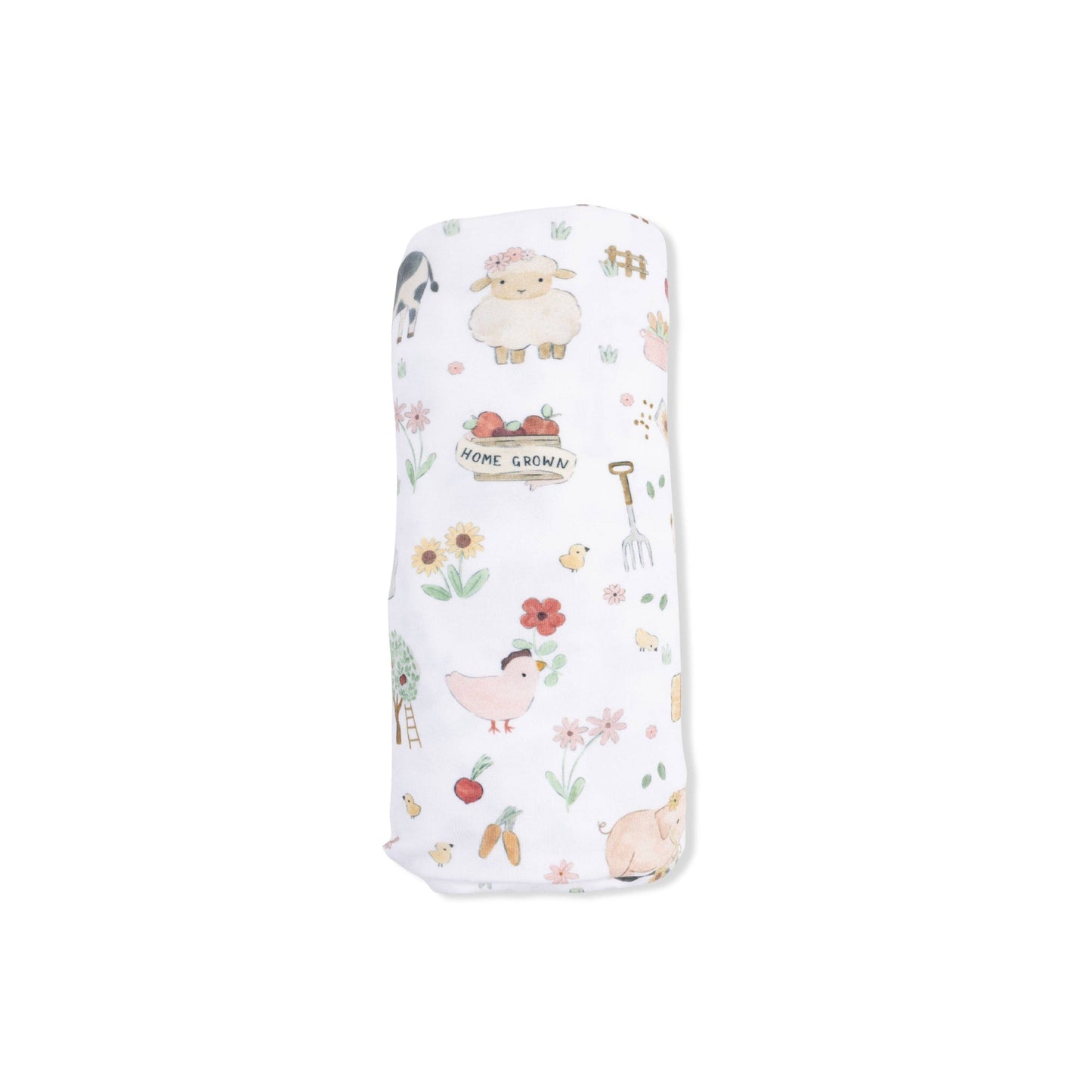 Cute Farm Animals Pink Swaddle Blanket
