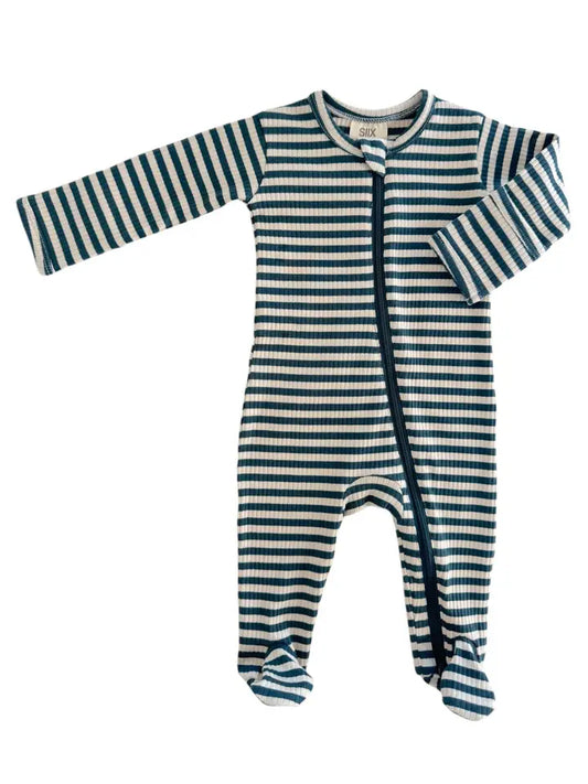 SIIX- Organic Ribbed Zipped Footie