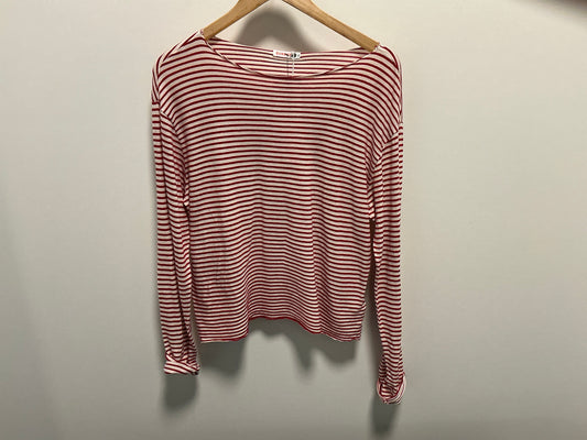Boat Neck Stripe Top Raw Edge/Red