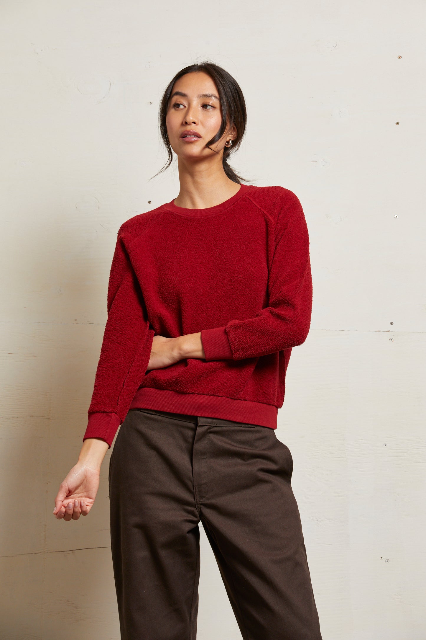 PERFECT WHITE TEE - Ziggy Maple Inside Out Fleece Crewneck Sweatshirt