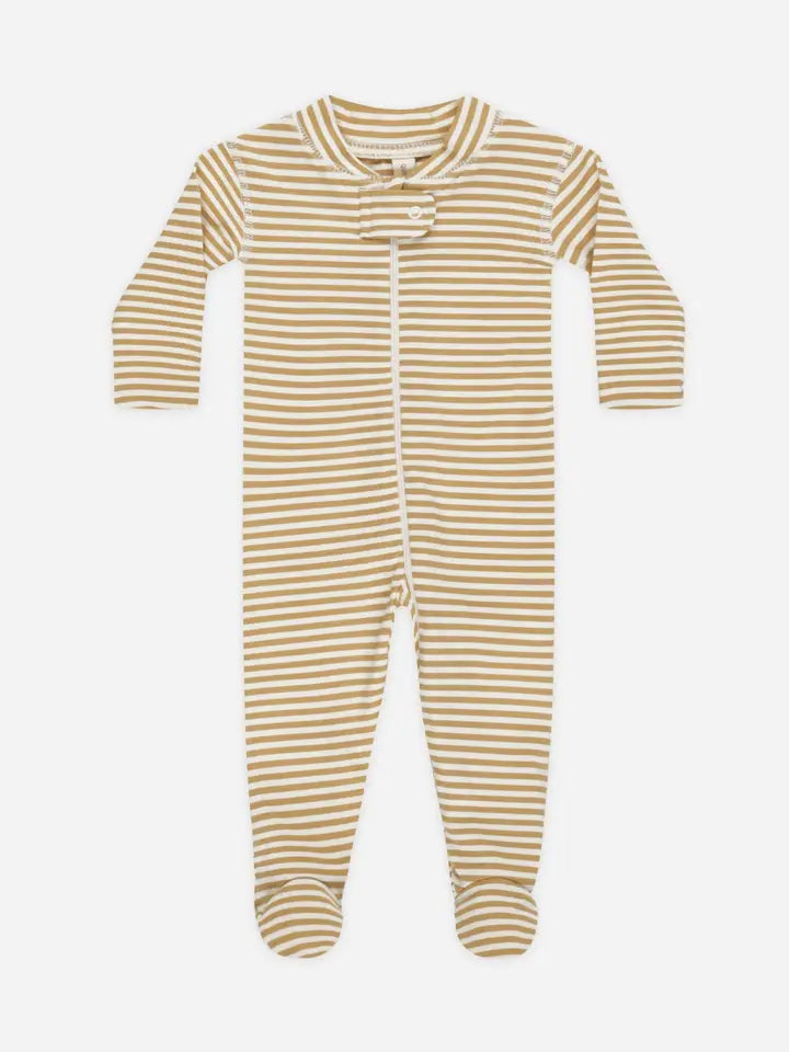 Zip Longsleeve Sleeper Footie / Honey Stripe
